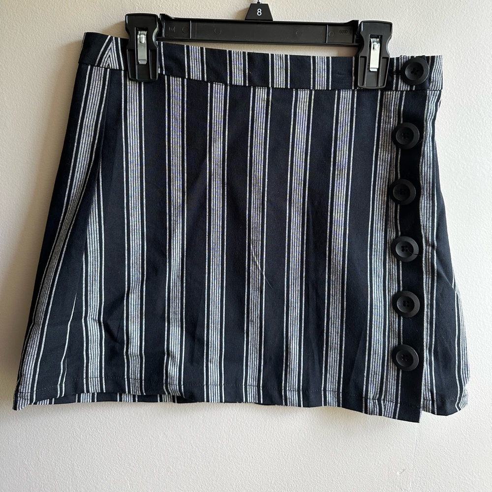 Ivy+Main striped mini skirt with button up side